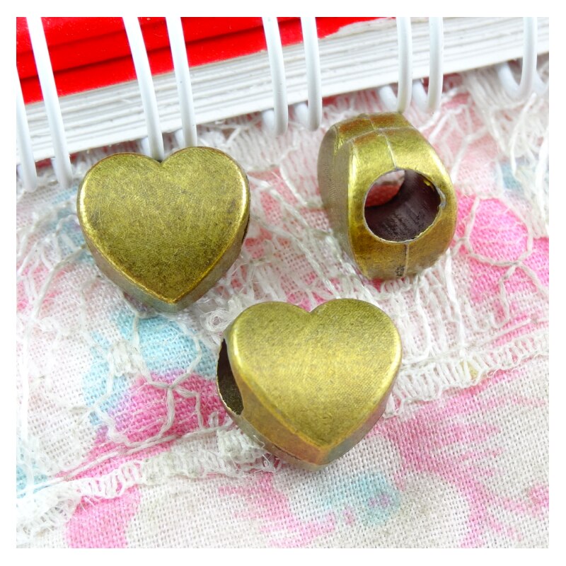 30pcs 11*10.5MM Vintage Heart Big Hole Beads For Jew..